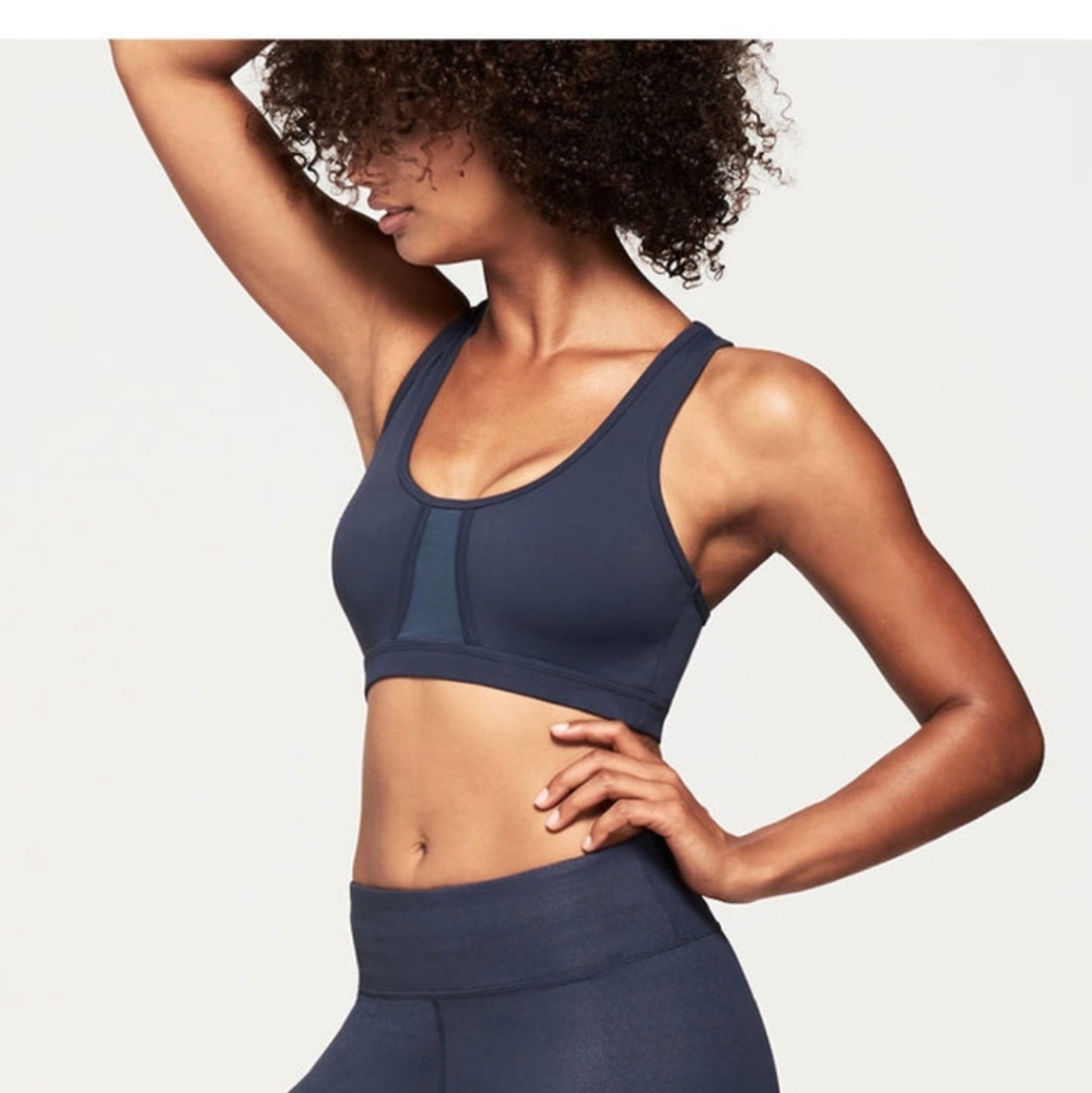 TANTRIS scoop neck racer back sport bra blue night